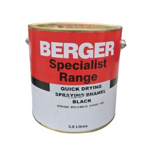 Berger Specialist Range Quick Drying Spraying Enamel Black 3.8L