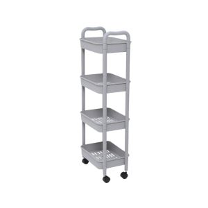 4-Tier Plastic Storage Cart with Wheels – Gray