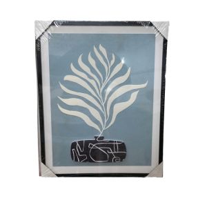 Framed Botanical Wall Art – Abstract Vase & Leaf Design