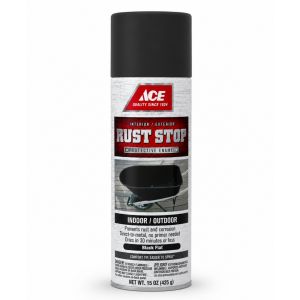 Ace Rust Stop Flat Black Protective Enamel Spray Paint 15 oz