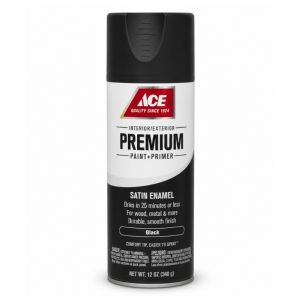 Ace Premium Satin Black Paint + Primer Enamel Spray 12 oz 1 Each 1373695