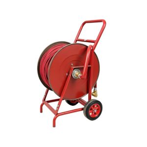 Fire Hose HD Reel on Portable Metal Cart – Red 60m