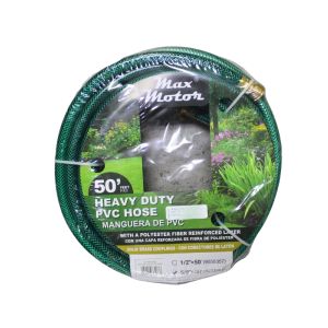 Max Motor Heavy Duty PVC Garden Hose – 1/2 in. × 50 ft