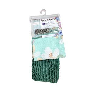 Sring Life Shower Curtain And Bath Mat 180x180cm Forest Green 736-1400668