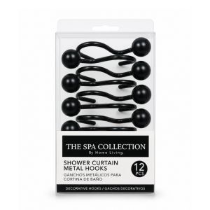 Metal Shower Curtain Hooks Black 12-Pack