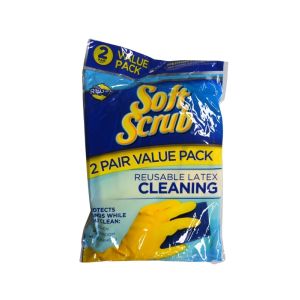 Soft Scrub Latex Cleaning Gloves M Yellow 2 pair 1 Each 6207229