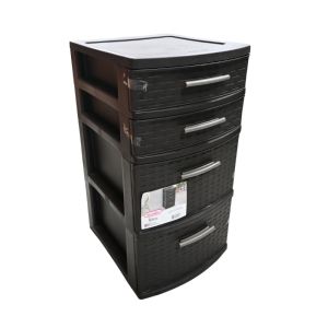 4-Drawer Plastic Weave Storage Tower