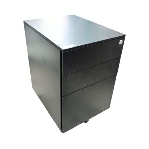 Black Mobile 2-Drawer Filing Cabinet with Lock