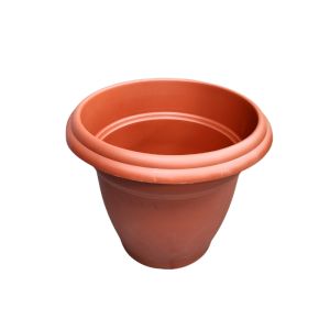 Round Plastic Flower Pot, Terracotta Color 1Ea 767-6921XP