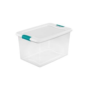 Latching Storage Box 61L Clear with White Lid