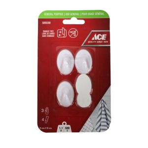 Ace Removable Adhesive Hooks 3 Pack 1.1 Pound Capacity White 1 Pack 5999308