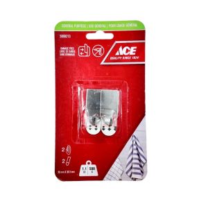 ACE Damage-Free Adhesive Metal Wall Hooks – 2-Pack (1.1 lb Capacity)
