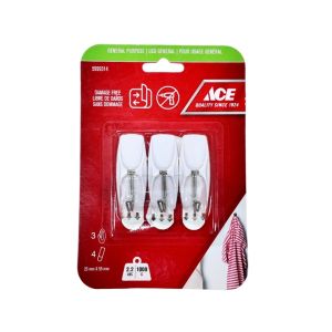 Ace Removable Adhesive Hooks – 3 Pack, 2.2 lb Capacity