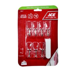 ACE Damage-Free Adhesive Wall Hooks  7 Pack 2.2lbs Capacity