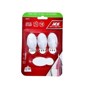 Ace Removable Adhesive Hooks – 3 Pack, 2.2 lb Capacity