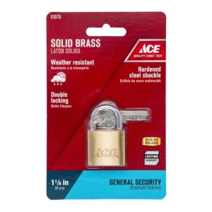 Ace 1-1/16 in. H x 1-1/8 in. W x 7/16 in. L Brass Double Locking Padlock 1 Each