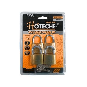 Hoteche 4-Piece Brass Padlock Set – 38mm