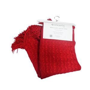 Knitted Throw Blanket 152 × 127 cm – Brilliant Red