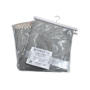 Cobija Throw Blanket 150 × 125 cm – Grey Herringbone