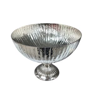 Hammered Silver Pedestal Bowl - 31.5x31.5x24cm