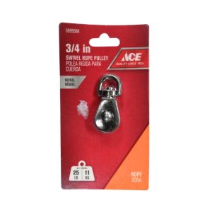 Ace 3/4 in Swivel Rope Pulley – Nickel Finish, 25 lb