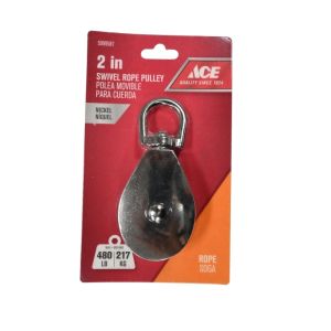 Ace 2 in Swivel Rope Pulley – Nickel Finish-480 lb