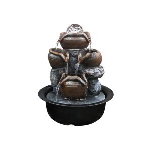 Plastic Fountain With Light 22x22x28cm Black 1 Each 437-4620079-1