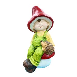 Garden Gnome Figurine Decorative-22x19x37.5cm