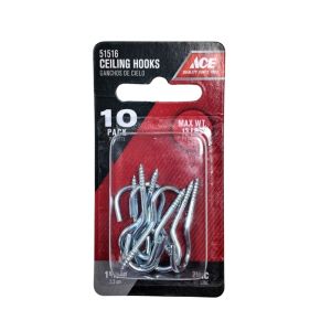 ACE Ceiling Hooks 10-Pack Zinc-Plated, 1-5/16