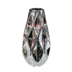 Silver Chrome Decorative Vase -14.5 X 14.5 X 28cm