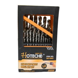 Hoteche 25-Pc HSS Twist Drill Bit Set (1–13 mm)