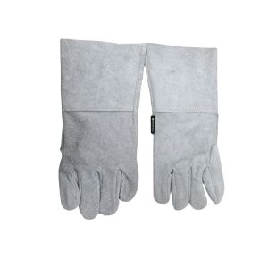 Heavy-Duty Leather Work Gloves – Long Cuff, Grey
