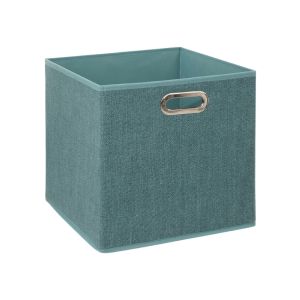Fabric Storage Cube Bin W/ Metal Handle 31x31cm – Teal
