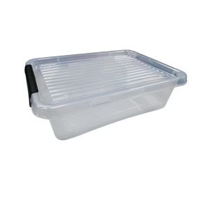 Shallow Clear Plastic Storage Container W/  Locking Lid- 8.5L