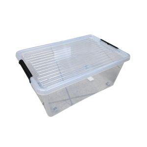 Clear Plastic Storage Box W/ Locking Lid - 80L