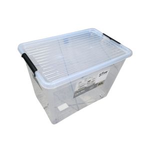 5Five Clear Plastic Storage Box W/ Locking Lid  80L 1Ea 348773