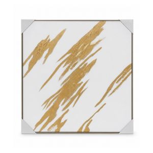 Abstract Gold Brushstroke Canvas Wall Art with Frame 82 x 82cm