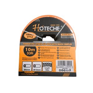 Hoteche Rubber-PVC Hybrid Air Hose with Quick Coupler 10m (33ft) 1Ea A831802E