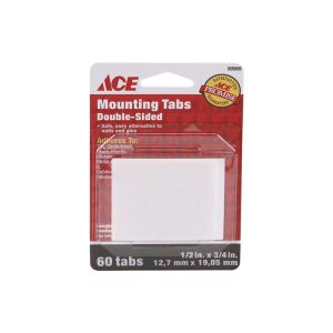 Ace Mounting Strips Double Sided Tabs 1/2x3/4 In White 1 Each 90969