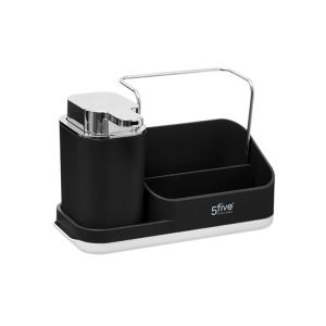 Sink Caddy Dispenser 21.5 × 13.5 × 14 cm – Black