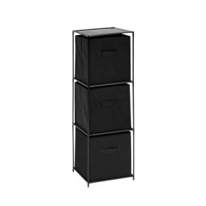 3-Tier Storage Organizer with Fabric Drawers – Black