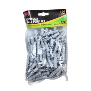 Expansion Wall Plug Set – M10 Plastic Anchors (100-Pack)