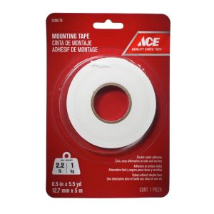 ACE Double-Sided Mounting Tape – 0.5 in x 5.5 yd White