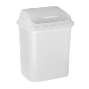 Swing-Top Wastebasket 7.8 Gallon White