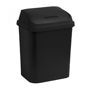 Swing-Top Wastebasket 7.8 Gallon Black