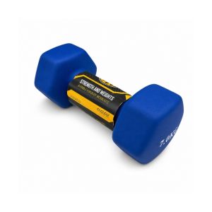Vinyl-Coated Hex Dumbbell 7kg Blue