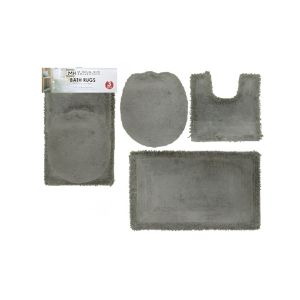 Bathroom Rug Set – Grey 3pc