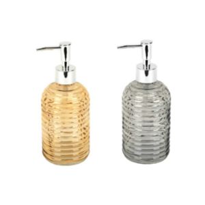 Glass Soap Dispenser 420 ml – Ribbed Design