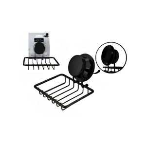 Wall-Mount Soap Holder with Vacuum Suction – Black