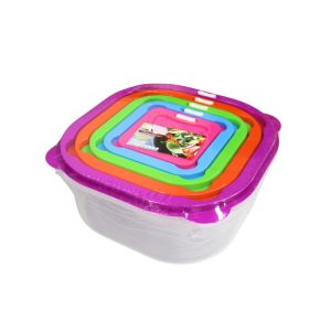 Colorful Square Food Storage Container Set 5pcs 1ea 723-04181